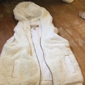 Fluffy white vest